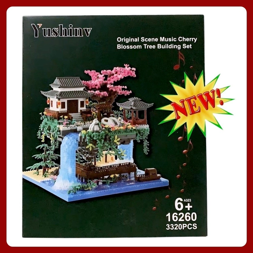 Yushin Cherry Blossom Tree Sakura House Waterfall 3320Pc‎ Building Set 16260 New